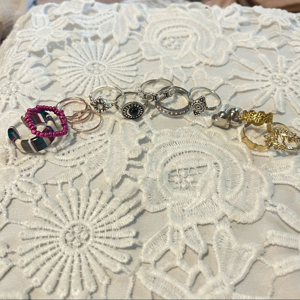 14 piece ring set 1 pair of earrings